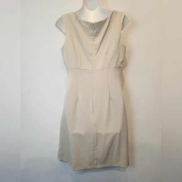 New Olivia Mathews Beige A-Line Dress Square Neck Minimalist Modest Sundress 6P - Picture 5 of 9